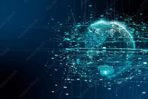 先進テクノロジー　5G AI 人工知能　日本人　素材　背景　グラフィック　イラスト　ブロックチェーン