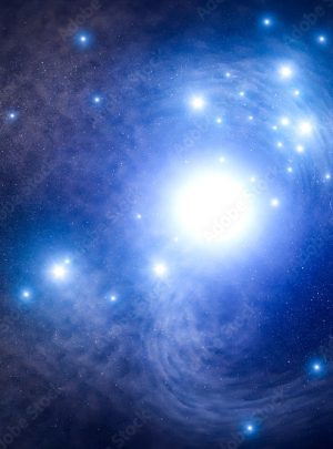 Millions of light yeas away, an elusive Star Behind a Supernova in a galaxy in outer space. A blue supergiant star. Digitally enhanced. Elements of this image furnished by NASA.