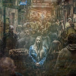 woman, alone, crowd